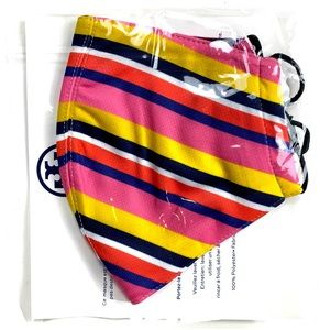 Tory Burch Designer Face Mask- Navy Multi Stripes